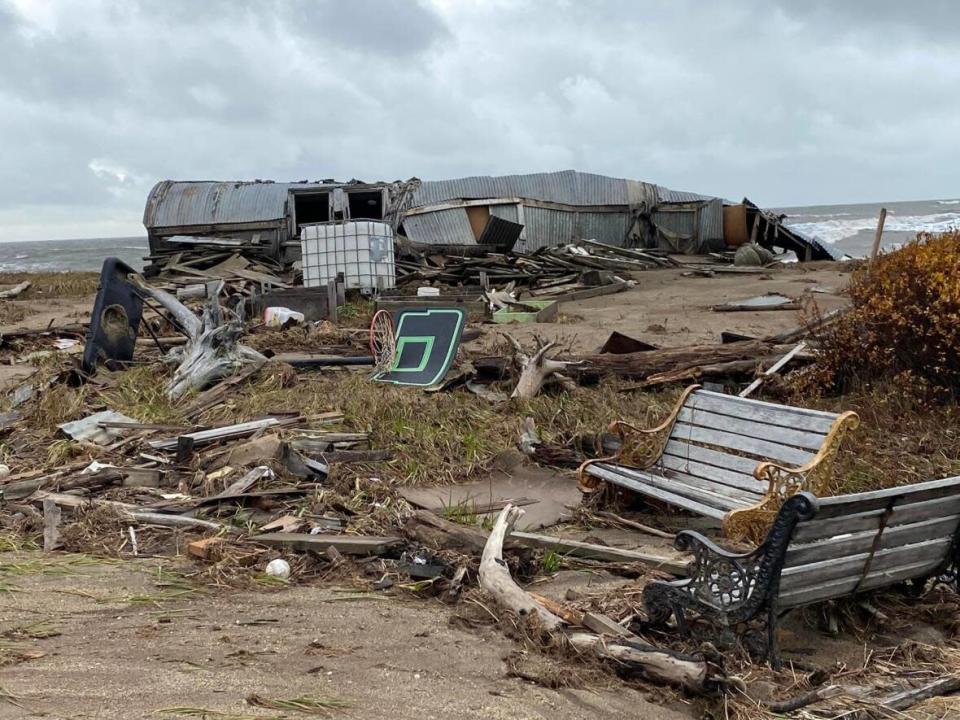 Nome, Alaska, after the storm. 'My husband and I took a side-by-side to drive out along the coast to see how the coastal cabins were doing and there was just a lot of destruction,