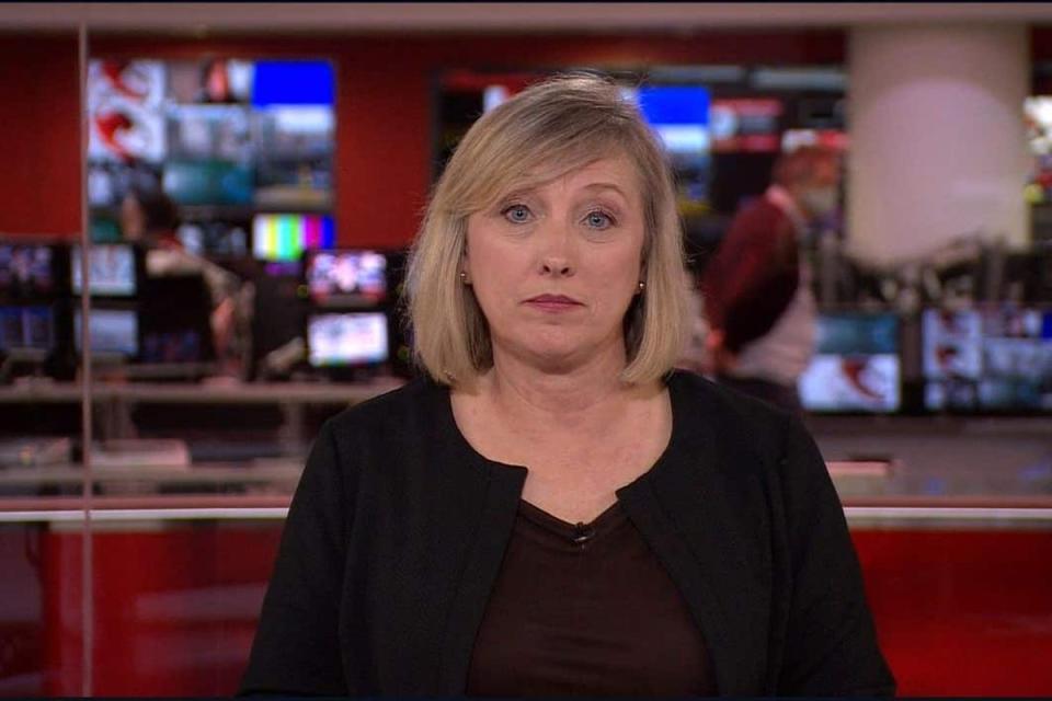 Martine Croxall was taken off air following the BBC News episode on October 23 (BBC/PA)