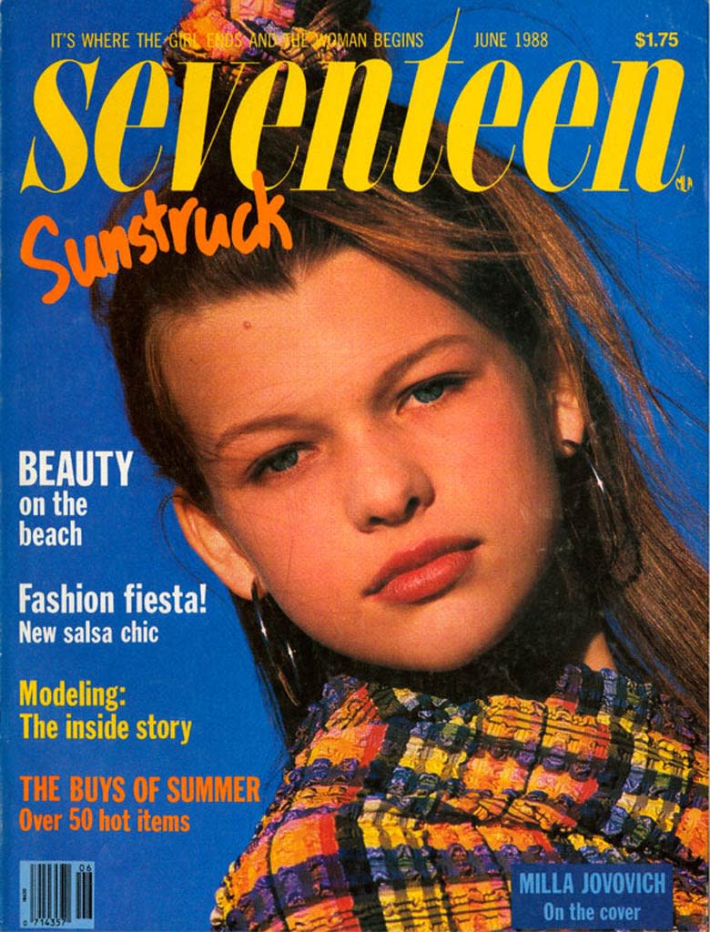 <b>Milla Jovovich, 1988</b> Milla Jovovich -- who has graced over 100 magazine covers -- was just 12 when she appeared on the June 1988 issue of <i>Seventeen</i>! Who knew the former child model would go on to star in such films as "The Fifth Element" and "Resident Evil"? <a href="http://www.seventeen.com/fun/articles/cover-battle?link=rel&dom=yah_omg&src=syn&con=art&mag=svn " rel="nofollow noopener" target="_blank" data-ylk="slk:Vote for Your Favorite Seventeen Cover;elm:context_link;itc:0;sec:content-canvas" class="link ">Vote for Your Favorite Seventeen Cover</a> Courtesy Seventeen