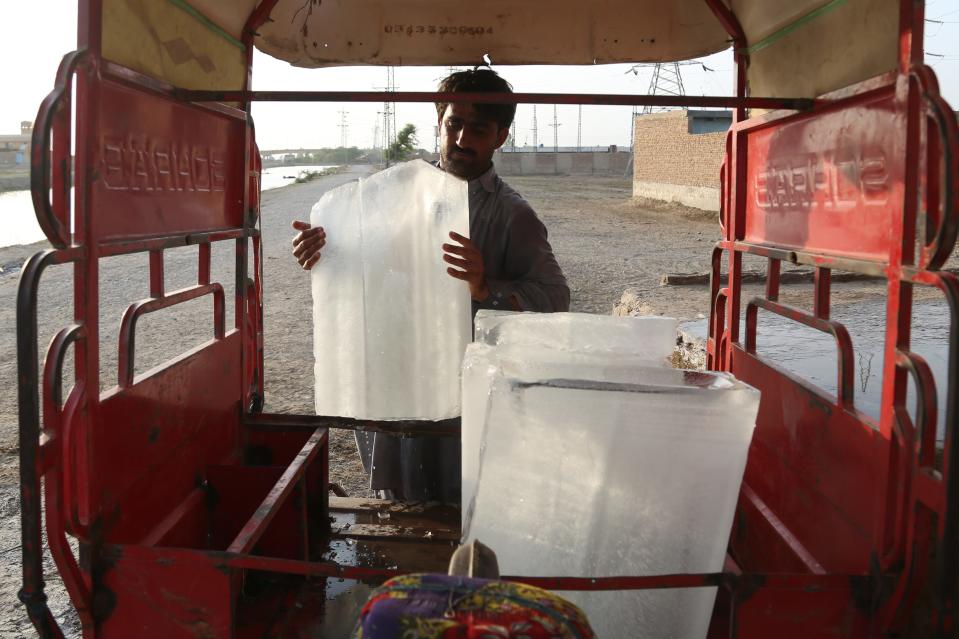 An ice-seller in Jacobabad, Pakistan.