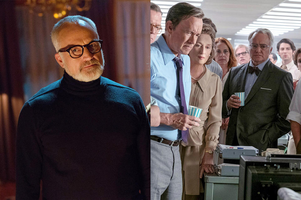 <p>When planning your next garden party, maybe leave noted troublemaker Bradley Whitford off the list. As the Armitage family patriarch in <em>Get Out</em>, Whitford holds court over a backyard soiree that secretly doubles as a sinister auction. And for <em>The Post</em>, he plays a composite character who tries to persuade the very real <em>Washington Post </em>owner Katharine Graham not to publish their bombshell Pentagon Papers story in the middle of a gathering of Washington’s elite. (Photo: Universal Pictures/20th Century Fox Film/Courtesy Everett Collection) </p>