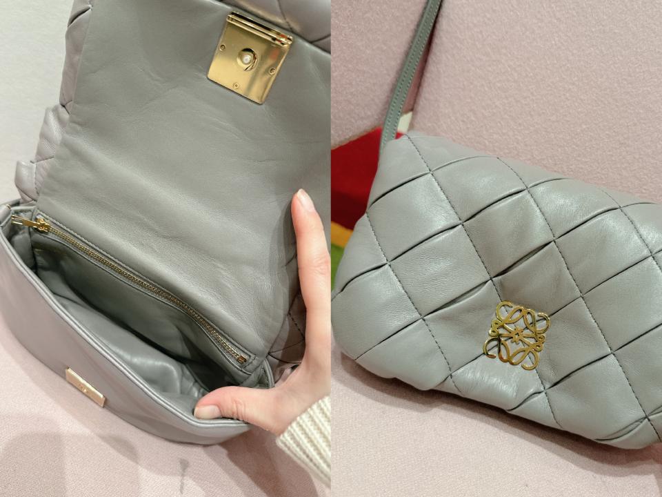 LOEWE 2024春夏話題包盤點：珍珠灰Mini Puffer Goya 波蘿包，NT$111,000。圖片來源：編輯拍攝