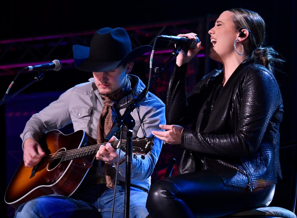 Gabby Barrett is accompanied by her husband, Cade Foehner, on guitar.