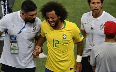 Marcelo limped off with a back injury against Serbia - Credit: getty images