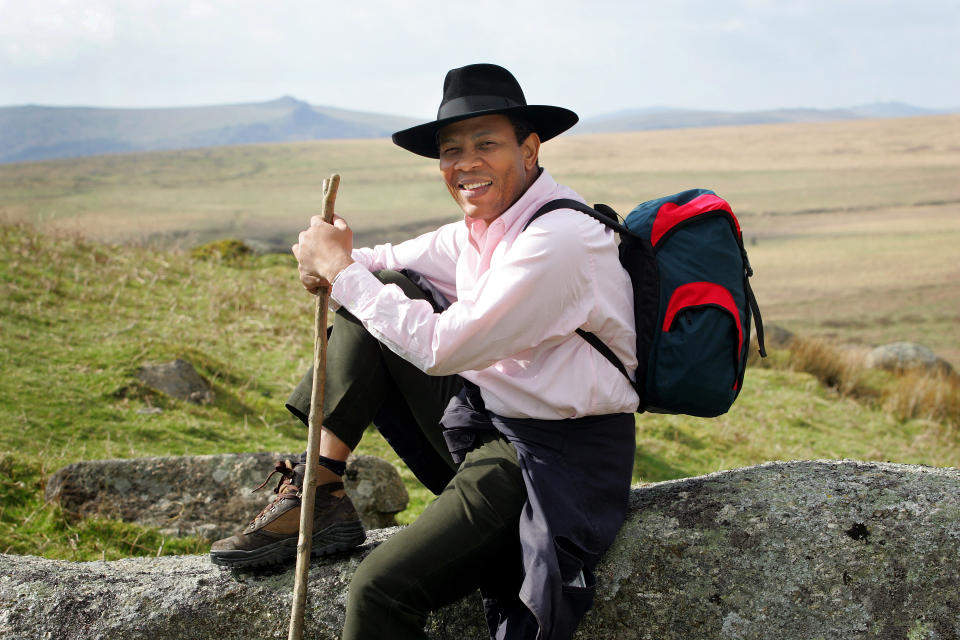 'The Black Farmer' Wilfred Emmanuel-Jones walking on Dartmoor