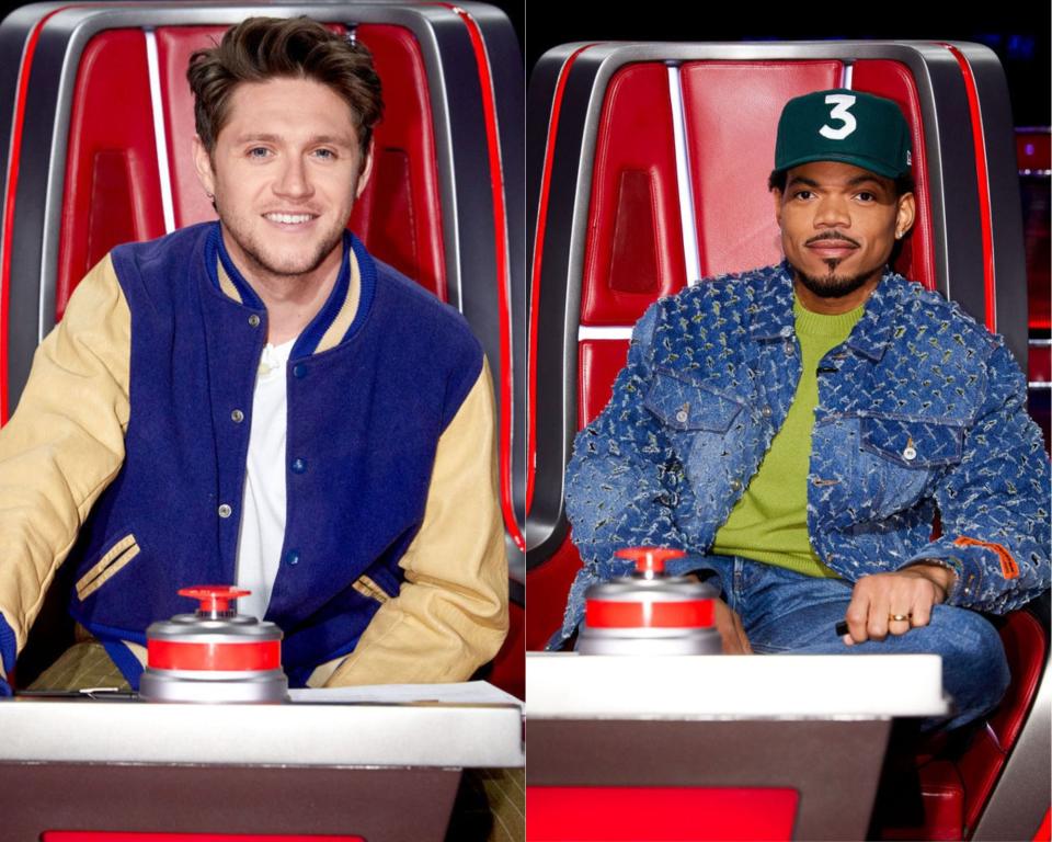 Niall Horan, left, and Chance the Rapper joined the latest season of NBC's "The Voice."