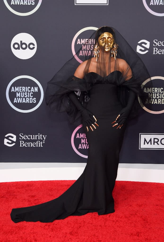 Cardi B arrives at the 2021 American Music Awards. - Credit: ABC