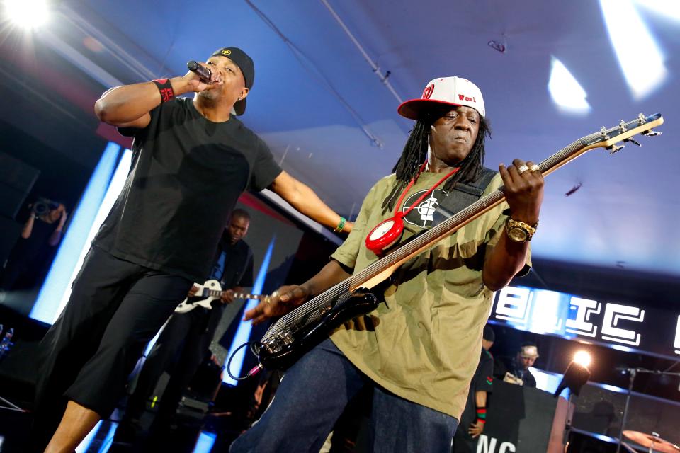 Rappers Chuck D (L) and Flavor Flav of Public Enemy perform onstage at SXSW on March 12, 2016 in Austin, Texas.