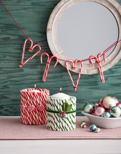 DIY Candy Cane Garland and Candles