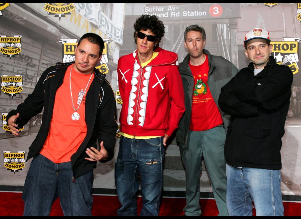 NEW YORK - OCTOBER 07: (L to R) Rappers Mixmaster Mike, Mike Diamond, Da Brat, Adam Yauch and Adam Horovitz of the Beastie Boys attend the VH1 Hip Hop Honors 2006 at the Hammerstein Ballroom October 7, 2006 in New York City. (Photo by Bryan Bedder/Getty Images)