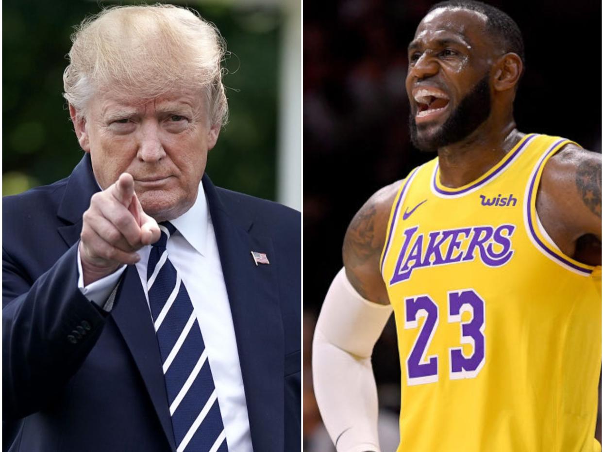 Former president Donald Trump made a joke at LeBron James’ expense at his rally in Phoenix (Getty Images)