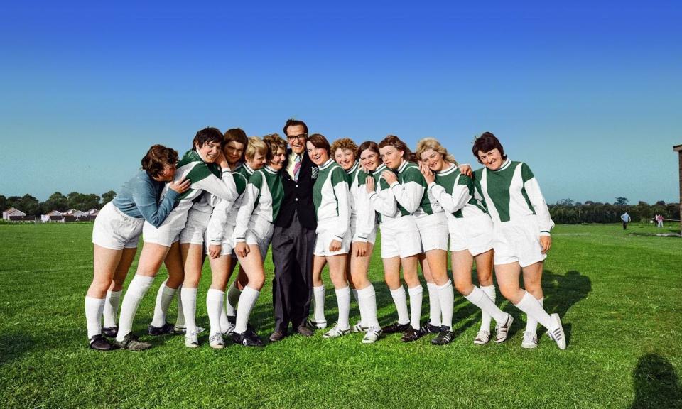 <span>The England women’s team photo with manager Harry Batt in 1971.</span><span>Photograph: PR IMAGE</span>