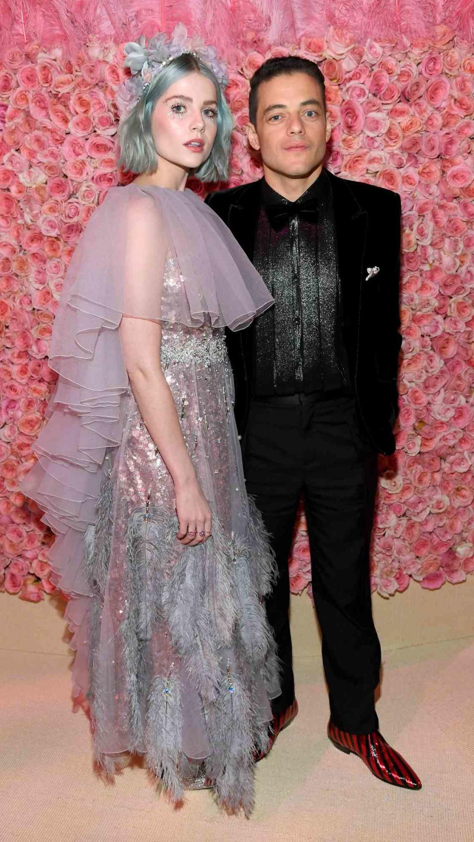 Lucy Boynton and Rami Malek attends The 2019 Met Gala Celebrating Camp: Notes on Fashion at Metropolitan Museum of Art on May 06, 2019 in New York City