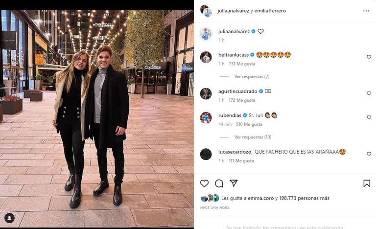 Julián Álvarez compartió una romántica cita con Emilia Ferrero en Manchester