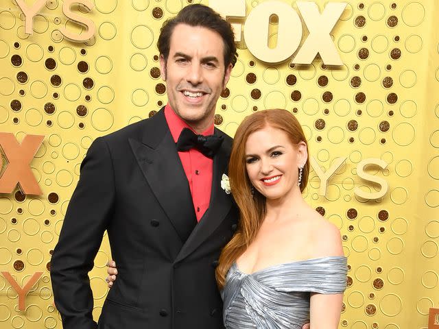 <p>Steve Granitz/WireImage</p> Sacha Baron Cohen and Isla Fisher at the 71st Emmy Awards in 2019
