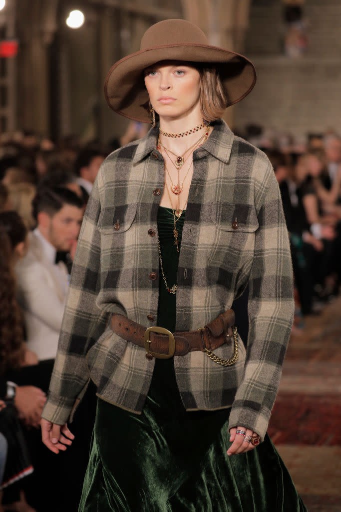 A model walks the Ralph Lauren runway show during New York Fashion Week on Sept. 7. (Photo: Getty Images)