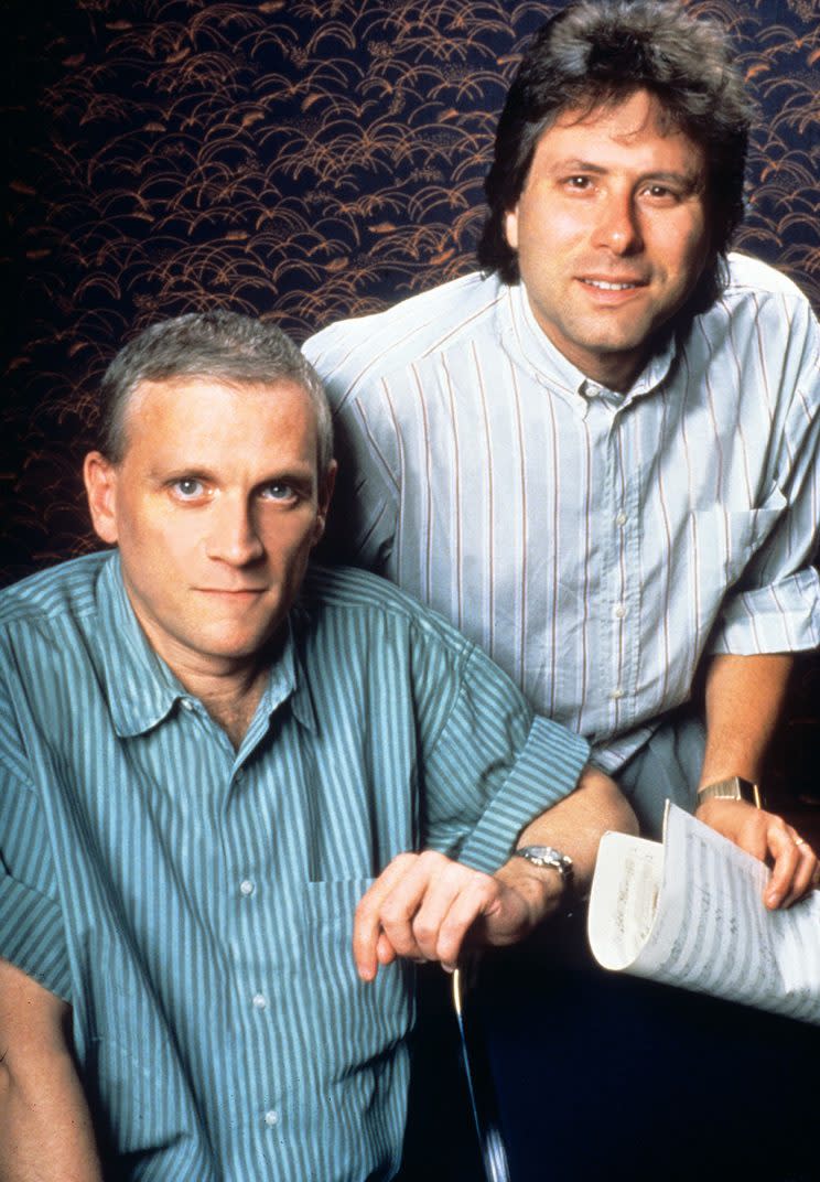 Songwriters Howard Ashman, left, and Alan Menken, 1991 (Photo: Everett)