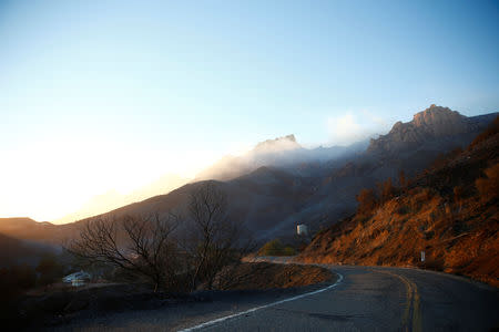 Burned hills are seen as firefighters battle the Woolsey Fire as it continues to burn in Malibu, California, U.S. November 11, 2018. REUTERS/Eric Thayer