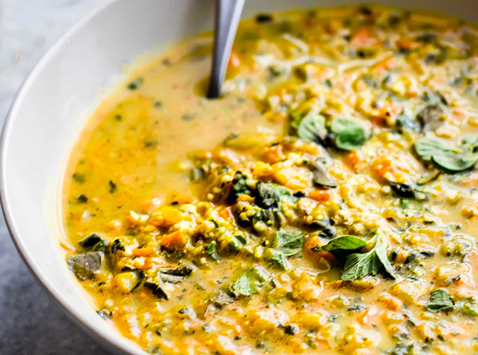 Curried Cauliflower Kale Soup