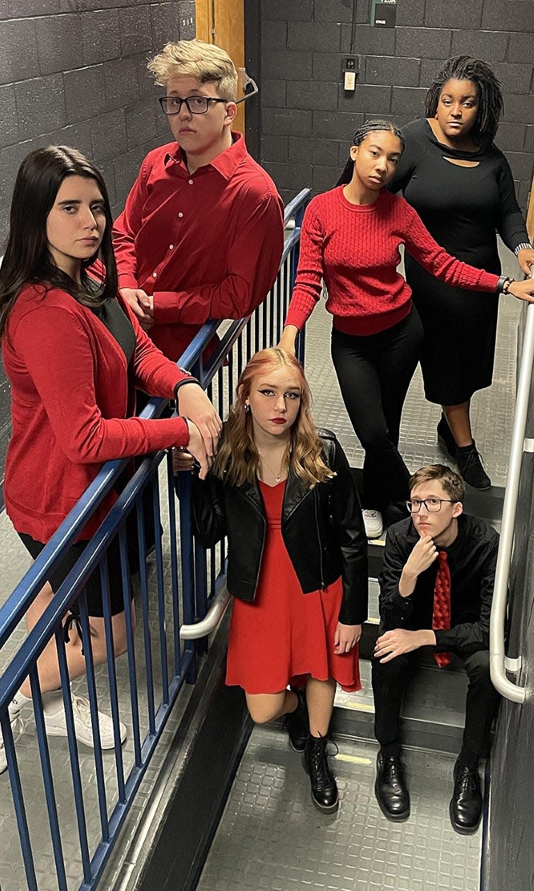 Synergy, a six-member a cappella group from Nordonia High School, will perform for the Ohio Music Education Association's conference in Cleveland. Members include, from left, sophomore Keirstin Trehan, junior  Nick Spinetti, sophomore Amaya Mayes, senior Laila Burrell; and on the bottom stairs, freshman Julia Greenberg, and Caeden Bolling.