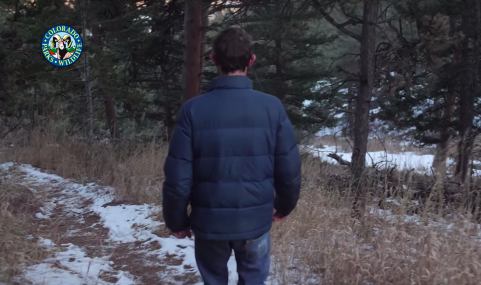 Mr Kauffman retraces his steps through the park days after the attack. Source: Colorado Parks and Wildlife