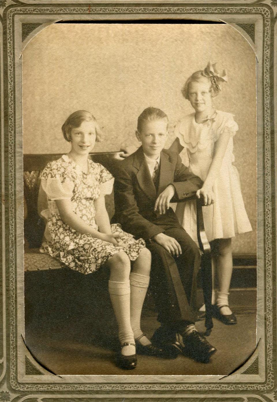 Shirley Patee Meagher was born in 1923 in a farmhouse near Peoria. Shirley and her older brother, Bob, and younger sister, Lauralee, are pictured in this old family photo.