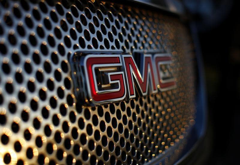 A General Motors logo is seen on a Denali vehicle for sale at the GM dealership in Carlsbad, California January 4, 2012. REUTERS/Mike Blake