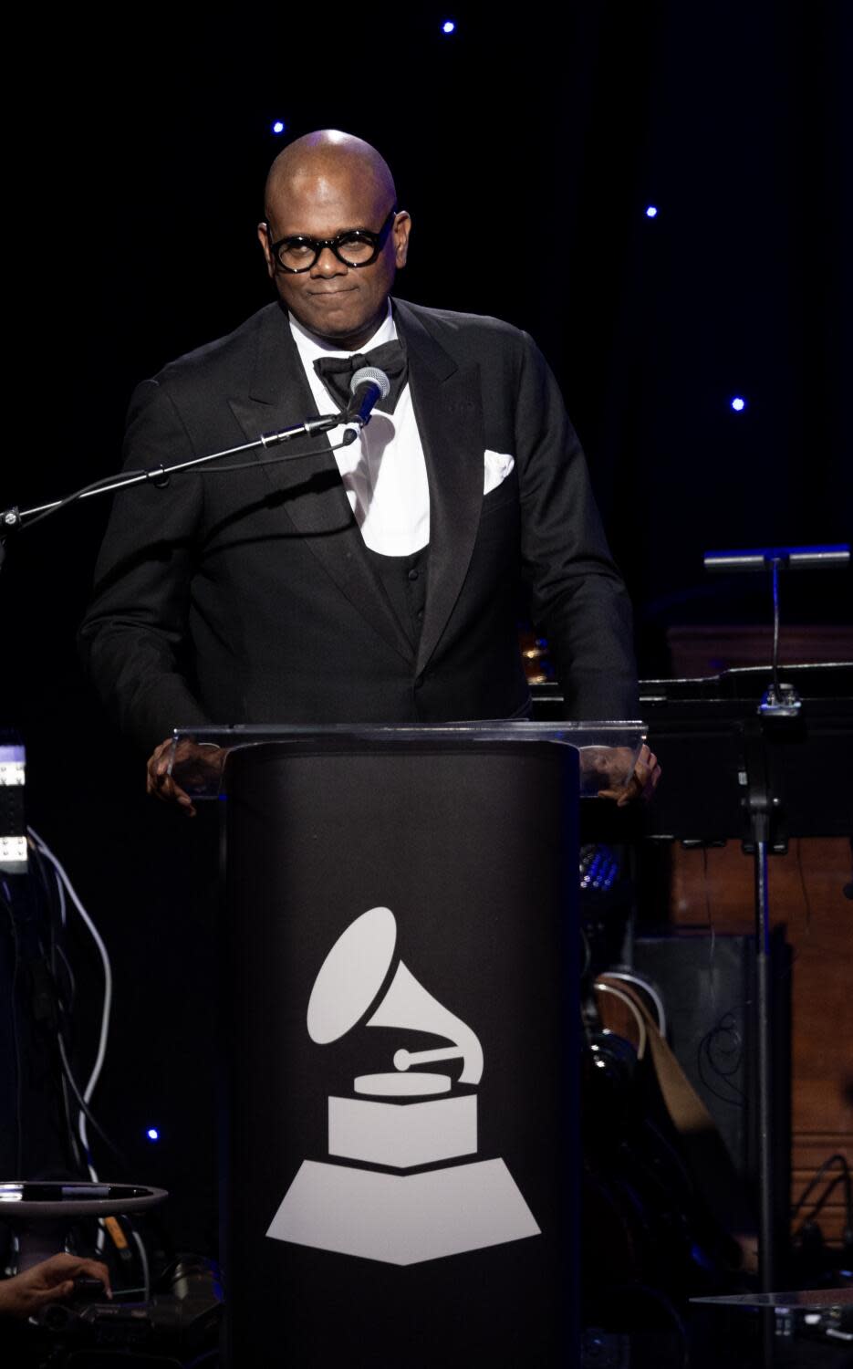 Honoree Jon Platt accepts the Industry Icon award during the 66th Grammy Awards Pre-Grammy Gala.