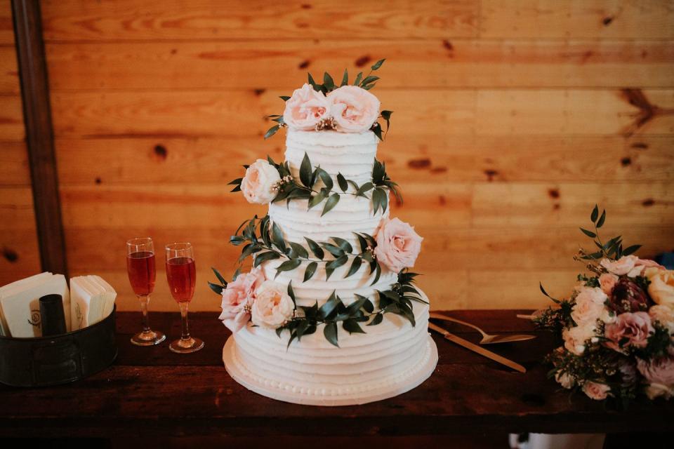 Pink Floral Wedding Cake for Fall