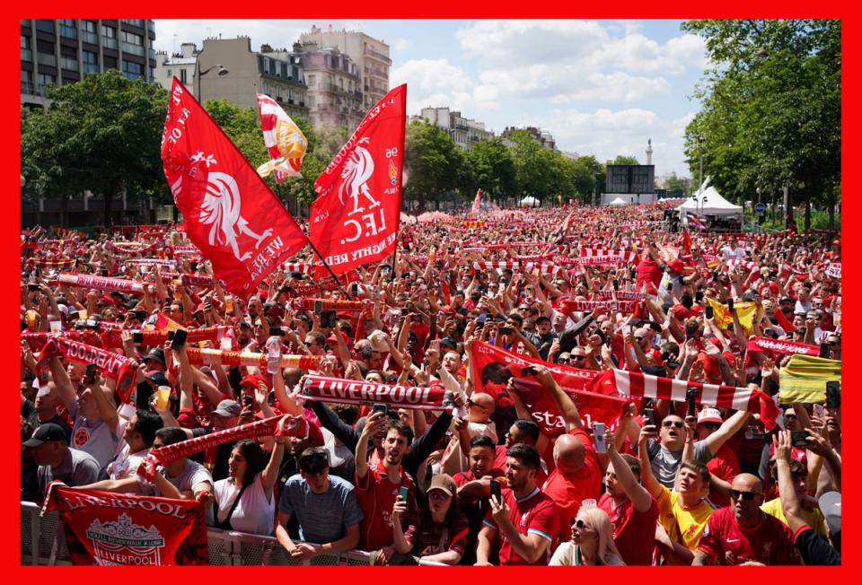 Thousands of Liverpool supporters were in the fan zone in Paris (Jacob King/PA) (PA Media)