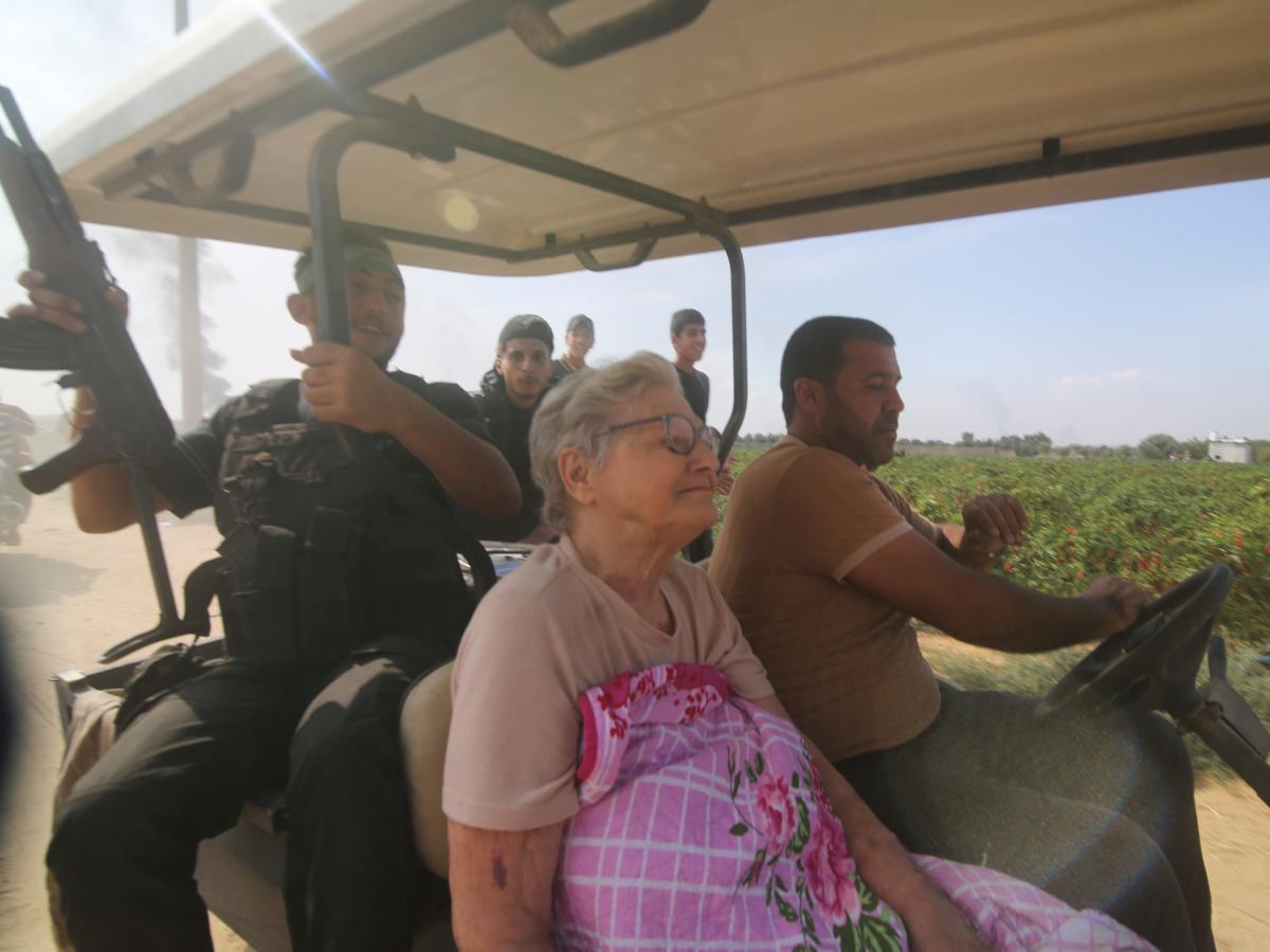 A woman said her 85-year-old Israeli grandmother was whisked away by Hamas  on a buggy