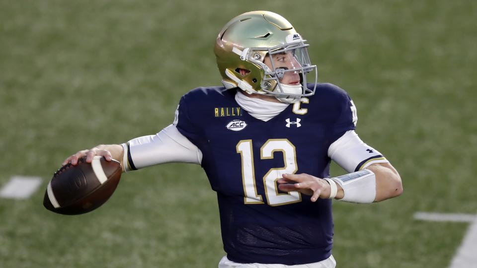 Notre Dame quarterback Ian Book rightfully earned a Senior Bowl invitation. (AP Photo/Michael Dwyer)