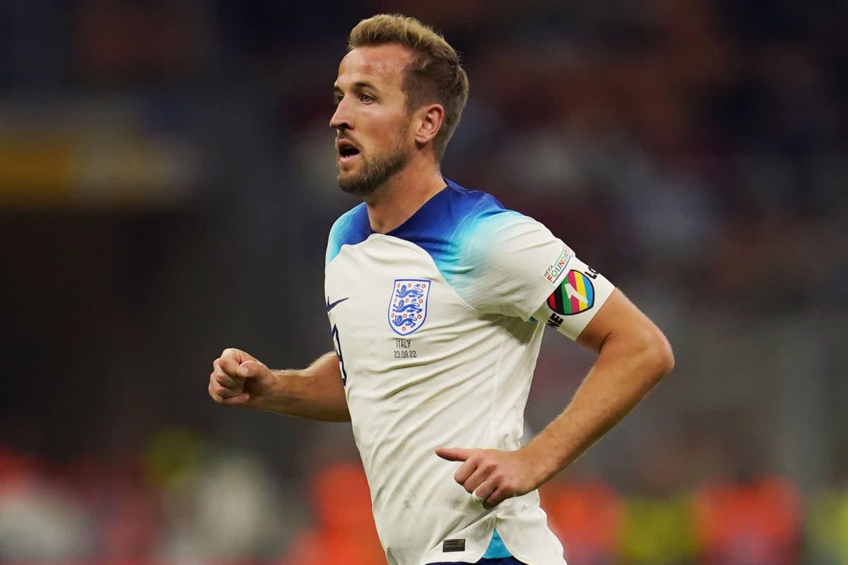 England’s Harry Kane with the One Love armband (Nick Potts/PA) (PA Wire)