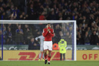 Nottingham Forest's Morgan Gibbs-White reacts during an English Premier League soccer match between Leicester City and Nottingham Forest at the King Power Stadium in Leicester, England, Monday, Oct. 3, 2022. (AP Photo/Leila Coker)