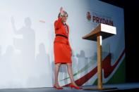 Britain's Prime Minister Theresa May speaks at the Conservative Party's Spring Forum in Cardiff, Wales, March 17, 2017. REUTERS/Rebecca Naden