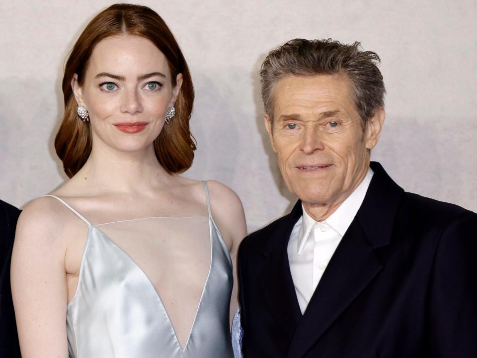 Mark Ruffalo, Emma Stone and Willem Dafoe attend the "Poor Things" UK Gala Screening at Barbican Centre on December 14, 2023 in London, England.