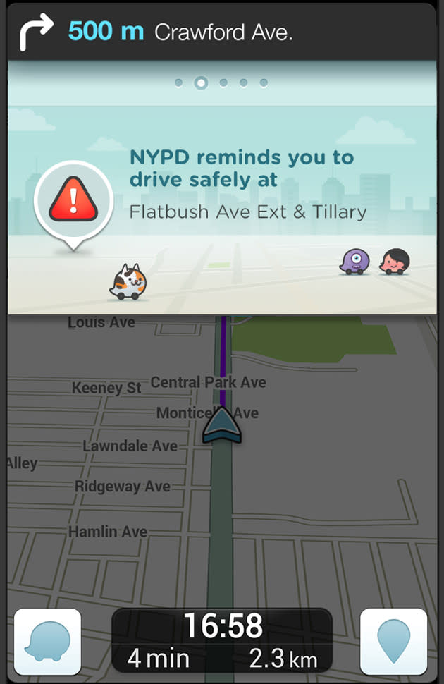 Waze intersection warning