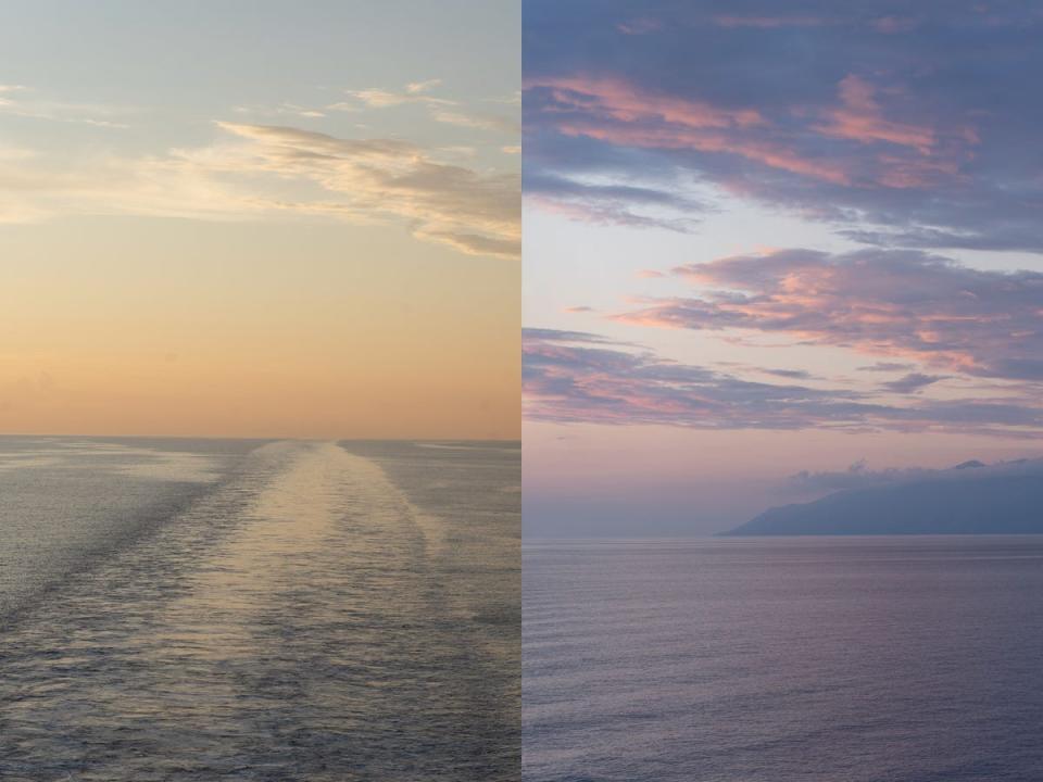 Sunset views from ferry from Italy to Greece