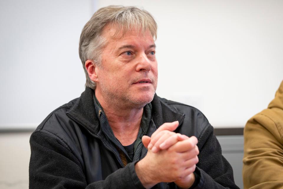 Jeff Nelson, general manager of Springfield Utility Board speaks during a press conference as winter storm recovery continues Friday, Jan. 19, 2024, in Springfield, Ore.