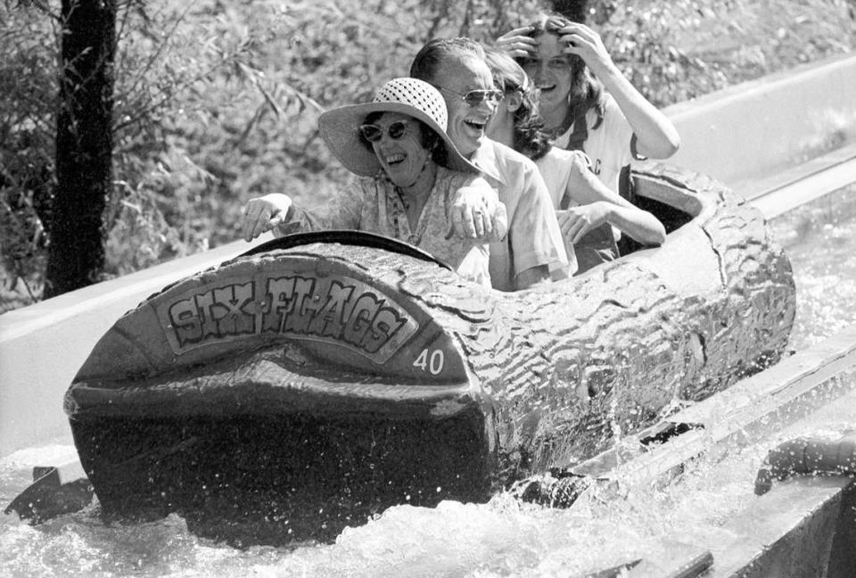 June 27, 1980: A family cools off in the log flume ride at Six Flags in Arlington during a heat wave across North Texas and Fort Worth. Paul Iwanaga/Fort Worth Star-Telegram archive/UT Arlington Special Collections