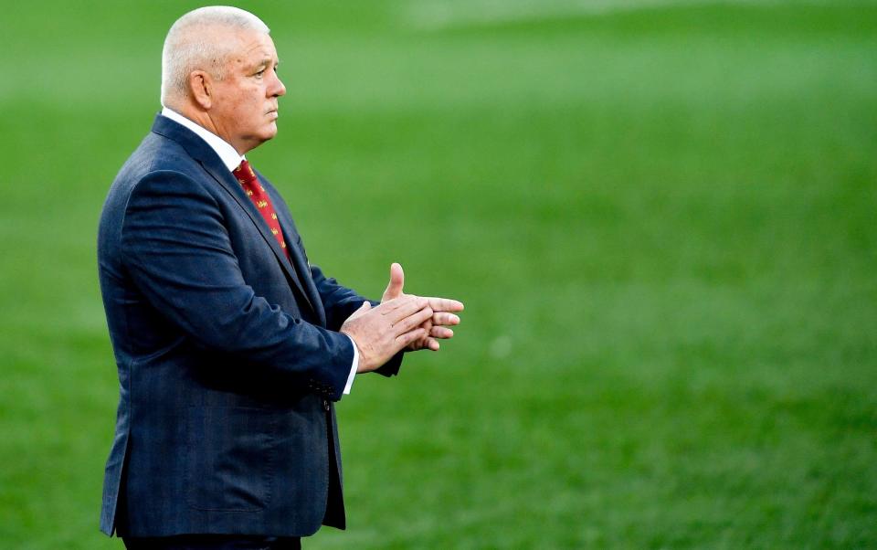 Warren Gatland observes the warm-up ahead of kick off - GETTY IMAGES