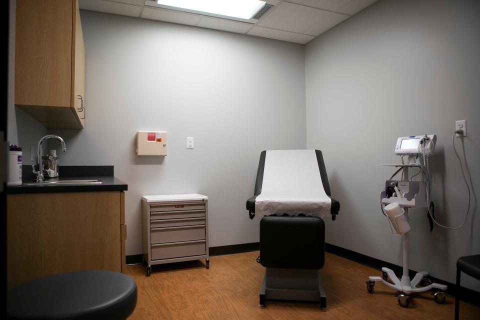 A view of an exam room in the newly renovated Fairfield Community Heath Center located inside of the old South School on July 3, 2023, in Lancaster, Ohio.