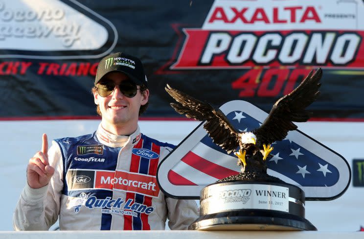 Ryan Blaney got the 99th win for the Wood Brothers. (Getty)