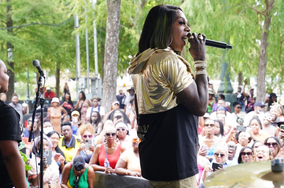 Big Freedia and The Soul Rebels perform in New Orleans on July 03, 2023.  (Photo by Erika Goldring/Getty Images for ESSENCE)