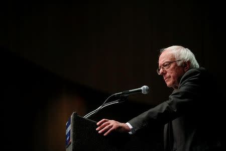 U.S. Democratic presidential candidate and U.S. Senator Bernie Sanders speaks about his attempts to influence the Democratic party's platform in Albany, New York, U.S. June 24, 2016. REUTERS/Brian Snyder