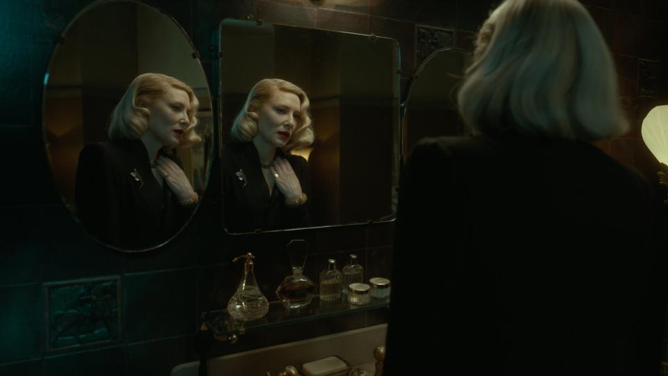 This image released by Searchlight Pictures shows Cate Blanchett in a scene from "Nightmare Alley." (Searchlight Pictures via AP)