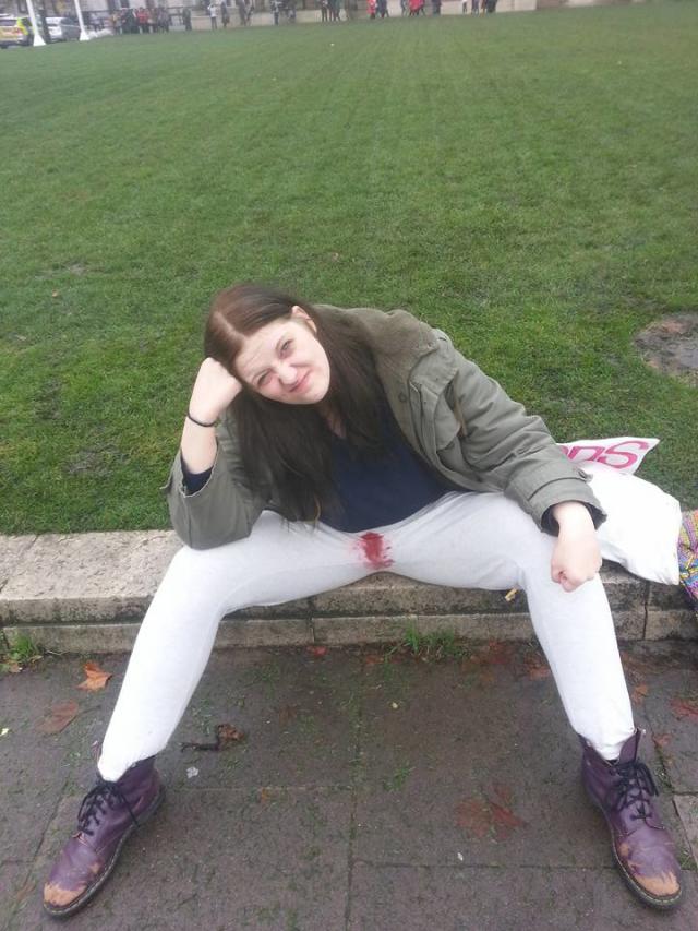 This Woman Is Free-Bleeding Outside Parliament to Make a Great Point