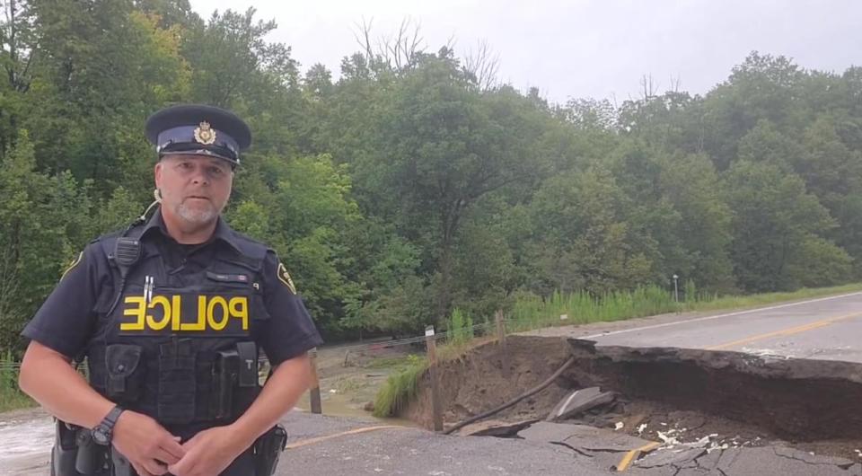 The driver of a transport truck was killed Wednesday when the road collapsed on Dundonald Road. Police said the section of road between Buttonwood and Carolinian Drive would be closed for several weeks.