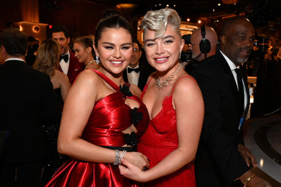 Closeup of Selena Gomez and Florence Pugh