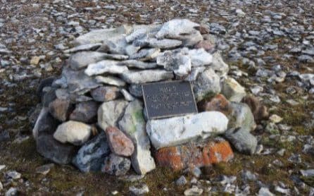 Commemorative cairn at Erebus Bay constructed in 2014 - Diana Trepkov